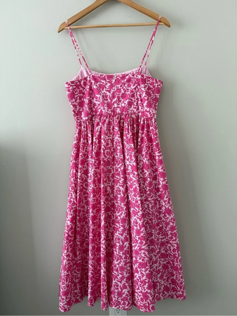 NWT - J. Crew - A-line Cotton Poplin Midi Dress in Rosebud Floral Cupcakes Blush
